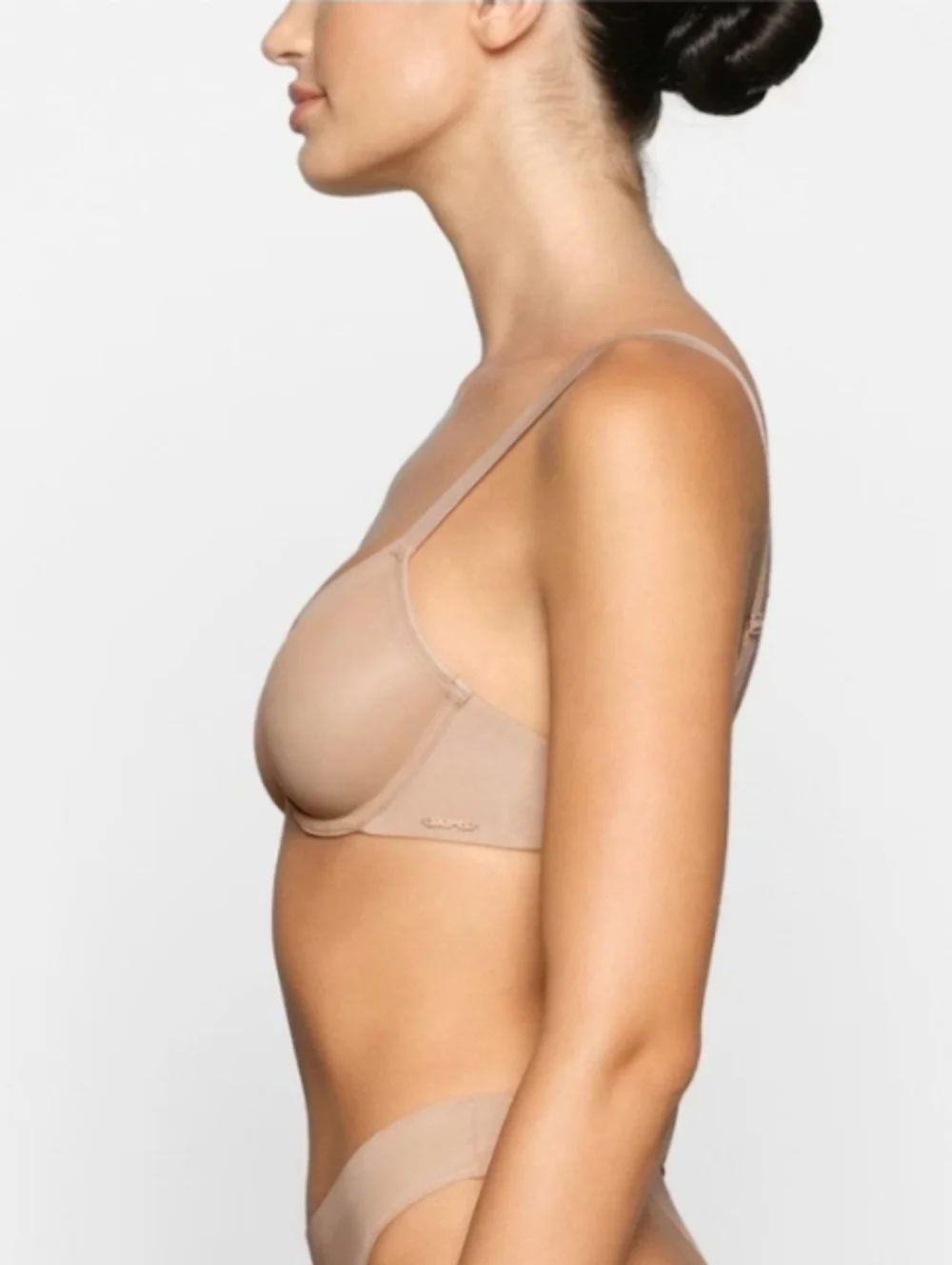 SKIMS No Show Molded Demi Bra Beige Mesh Underwire Adjustable Strap 34D - Picture 2 of 7